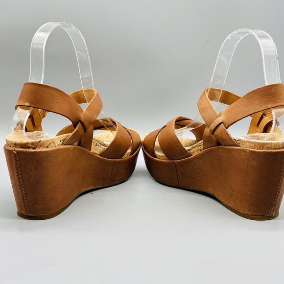 Kork Ease Sandal Womens 8 Brown Leather Wedge Platform Ankle Strap Buckle Shoes - Picture 6 of 11